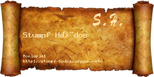 Stumpf Hódos névjegykártya
